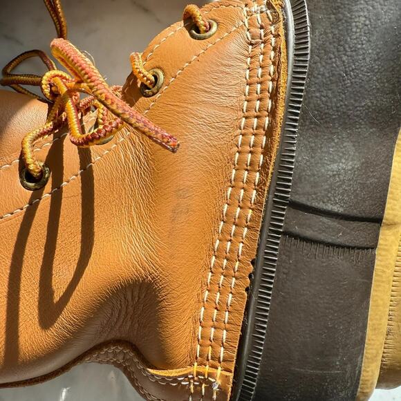 L.L. Bean Bean Boots 6" Duck Boots Tan Leather Rubber Sole Size 6M - Picture 5 of 8